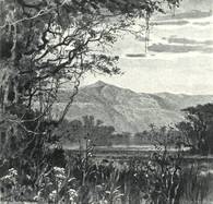 Karl Oenike: Dibujo del Cerro Tatuy, situado al sureste de la ciudad de Villarrica, 1896. En 1889, el Cerro Tatuy aún se consideraba la montaña más alta de Paraguay. Seguía respirando el hálito de las leyendas.